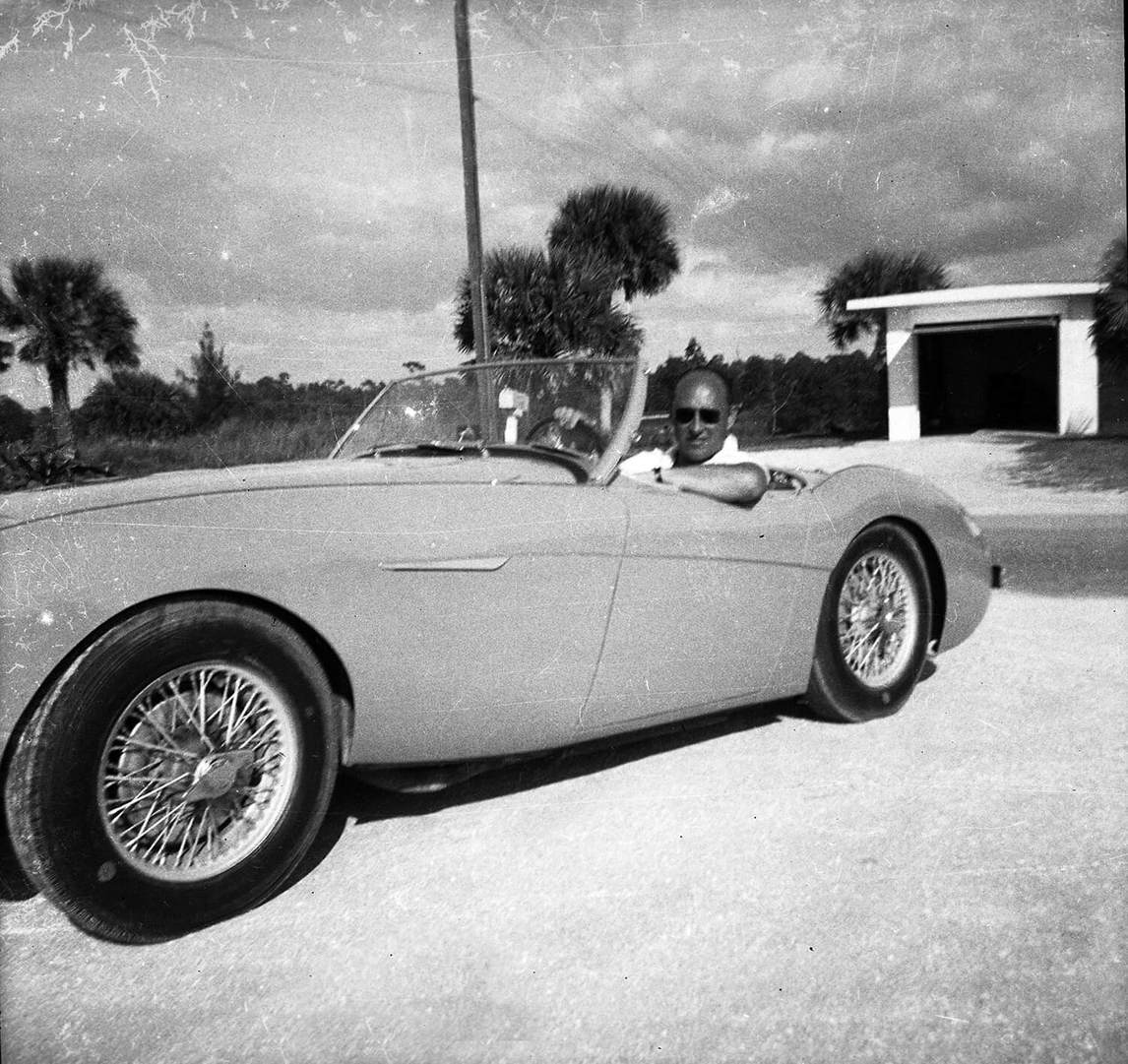 Art Canada Institute, Oscar Cahen, in his beloved Austin-Healey sports car