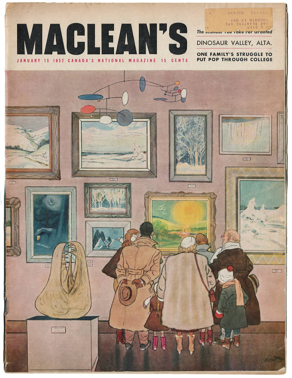Oscar Cahén, illustration de couverture pour le magazine Maclean’s, 15 janvier 1952