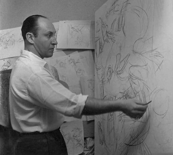 Art Canada Institute, Oscar Cahen at an easel, 1951