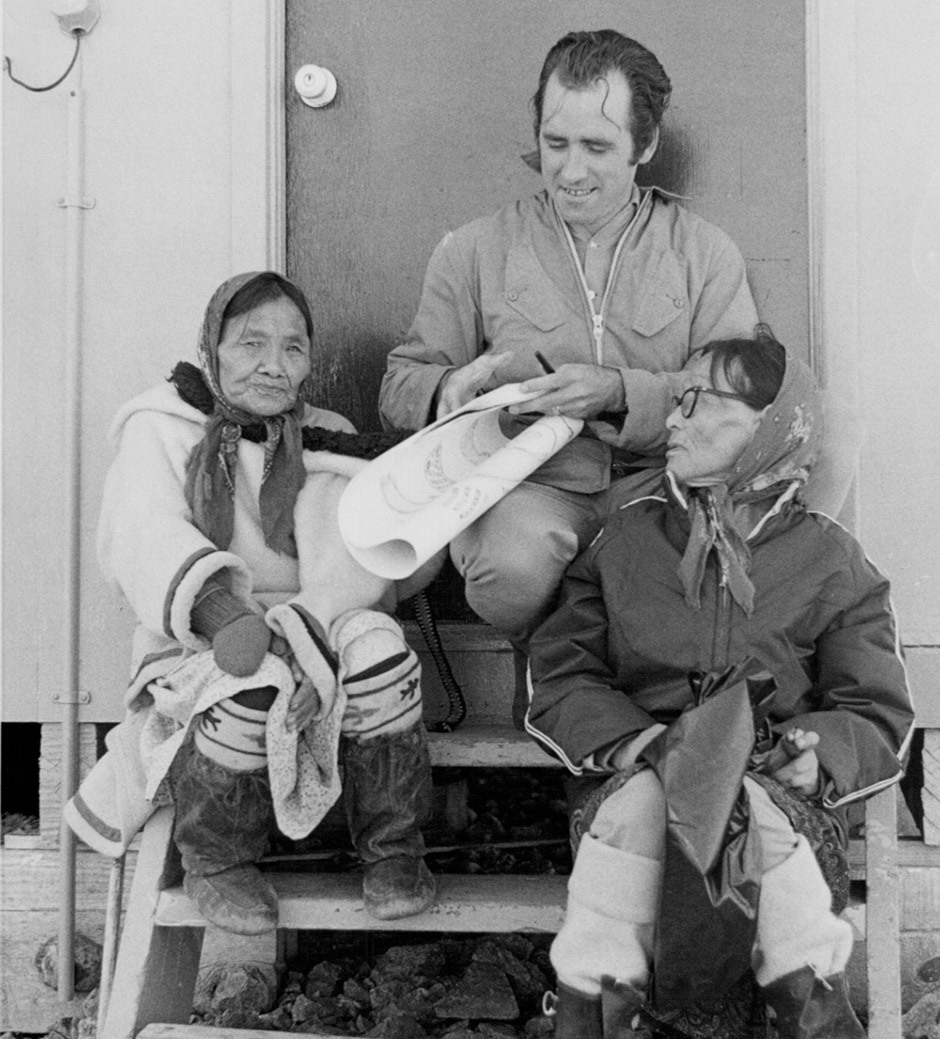 Art Canada Institute, photographer unknown, Terrence Ryan with Pitseolak Ashoona and Anirnik Peesee, date unknown