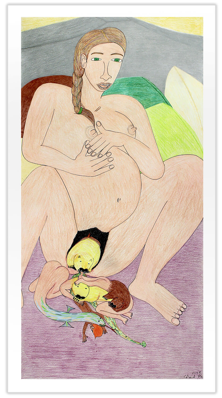 Art Canada Institute, Shuvinai Ashoona, Birthing Scene, 2013