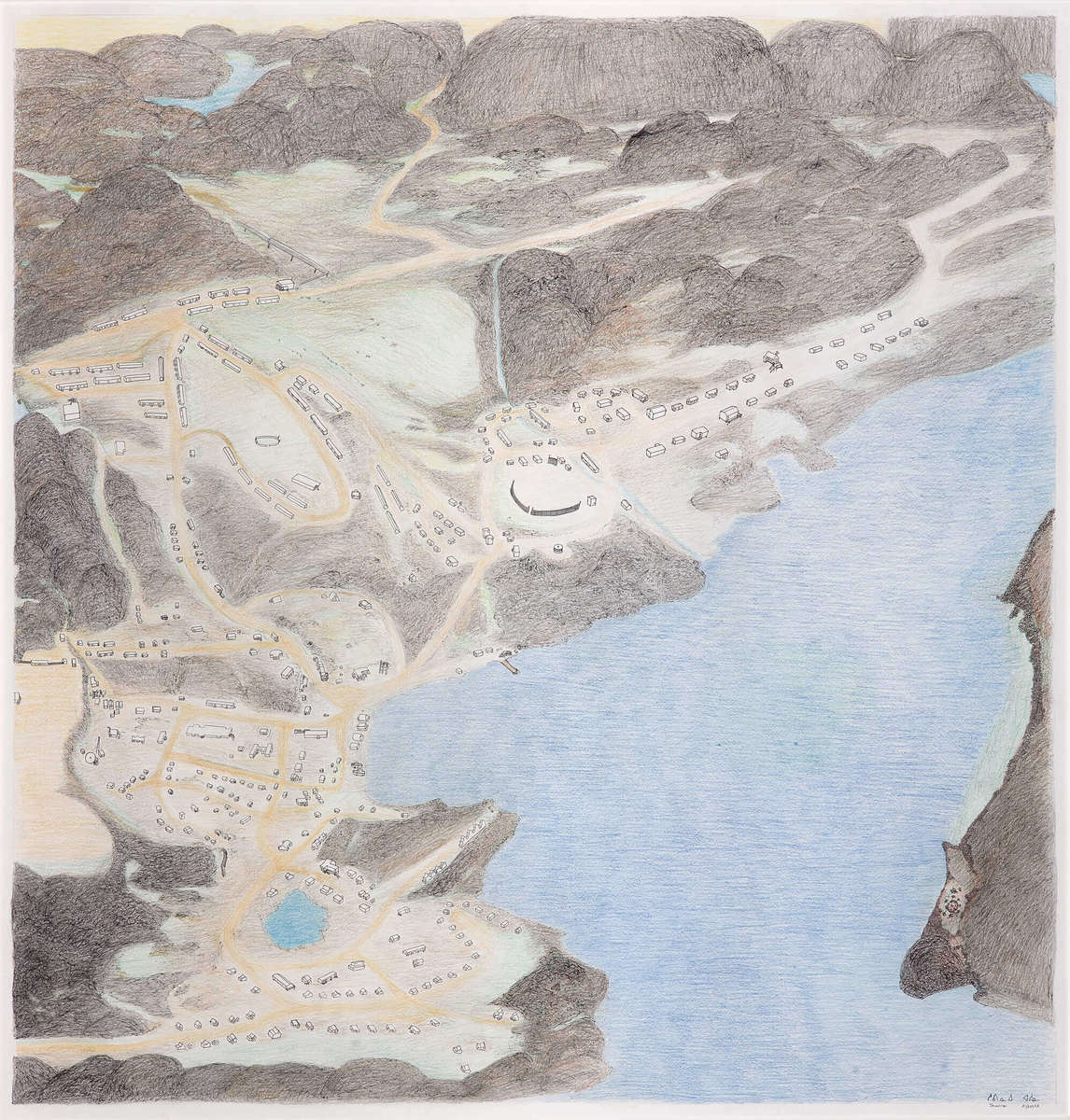 Art Canada Institute, Shuvinai Ashoona, Cape Dorset from Above, 2012