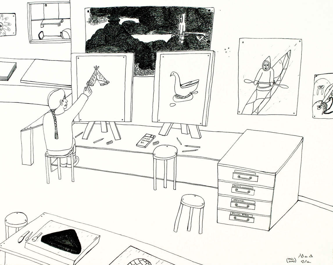 Art Canada Institute, Shuvinai Ashoona, Composition (Shuvinai in the Co-op Studio), 2003