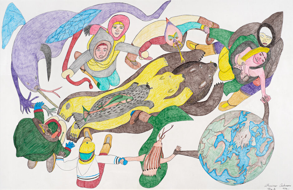 Art Canada Institute, Shuvinai Ashoona, Composition (People, Animals, and the World Holding Hands), 2007–8