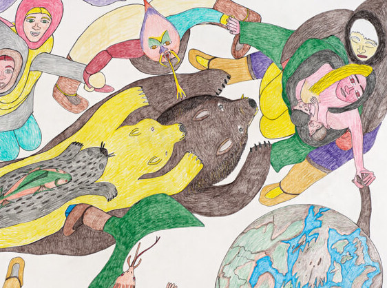 Shuvinai Ashoona, Composition (People, Animals, and the World Holding Hands), 2007–8