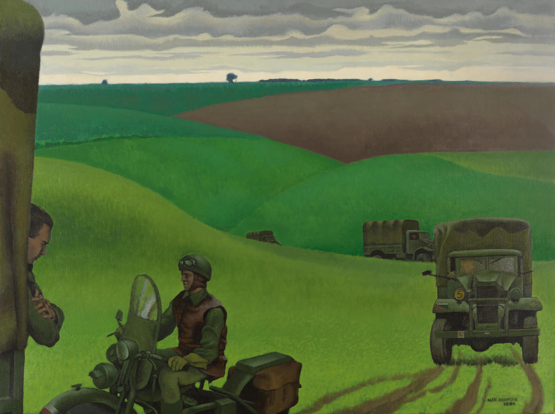 Art Canada Institute, Alex Colville, Convoy in Yorkshire, No. 2 (Convoi au Yorkshire, No 2), 1944