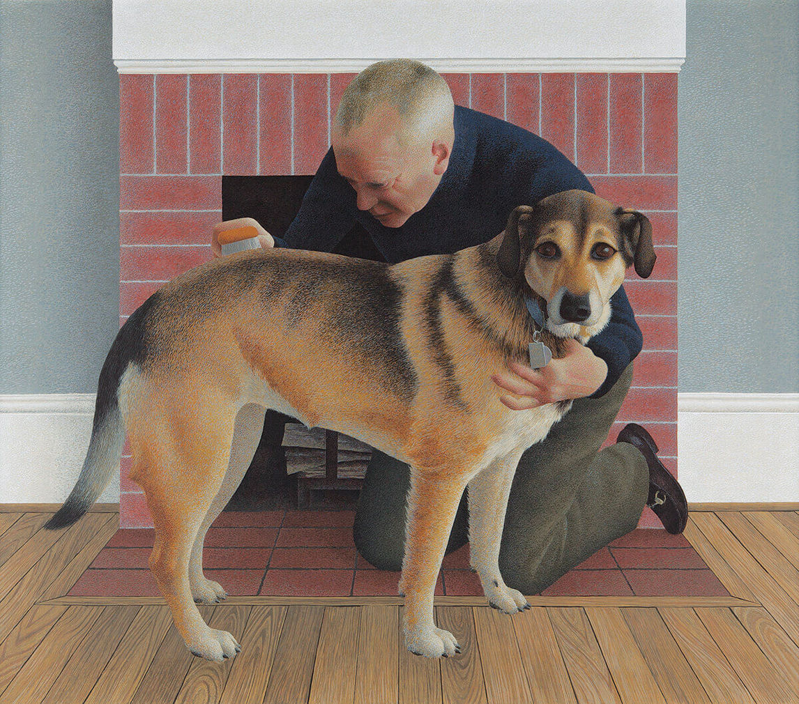 Art Canada Institute, Alex Colville, Dog and Groom (Chien et toiletteur), 1991