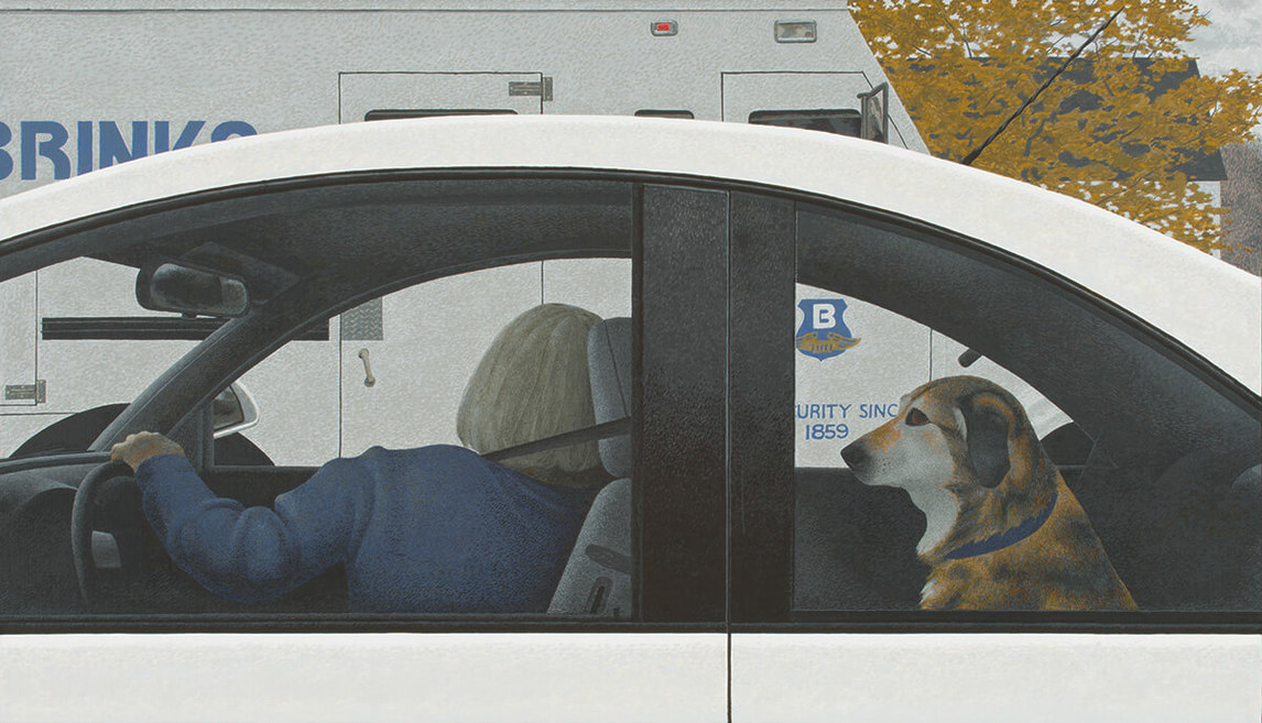 Art Canada Institute, Alex Colville, Dog in Car (Chien dans voiture), 1999