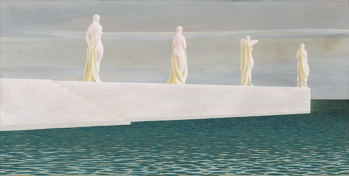 Art Canada Institute, Alex Colville, Four Figures on Wharf (Quatre personnages sur un quai), 1952