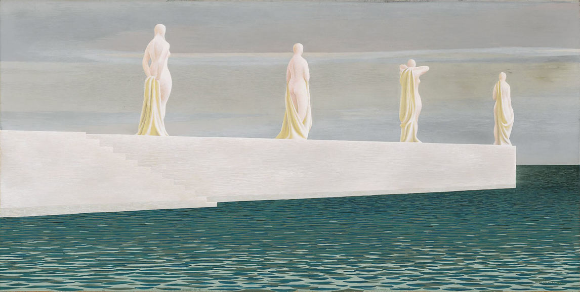 Art Canada Institute, Alex Colville, Four Figures on Wharf (Quatre personnages sur un quai), 1952