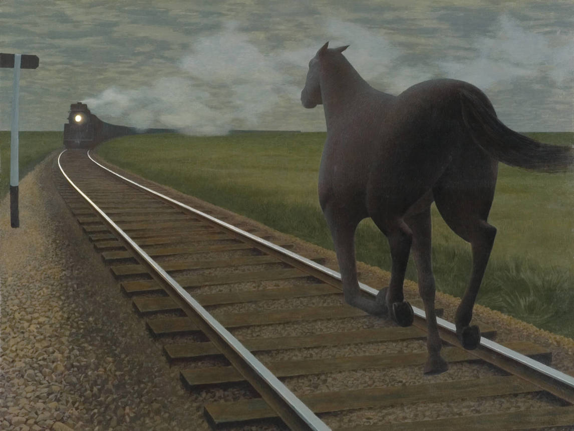 Art Canada Institute, Alex Colville, Horse and Train (Cheval et train), 1954