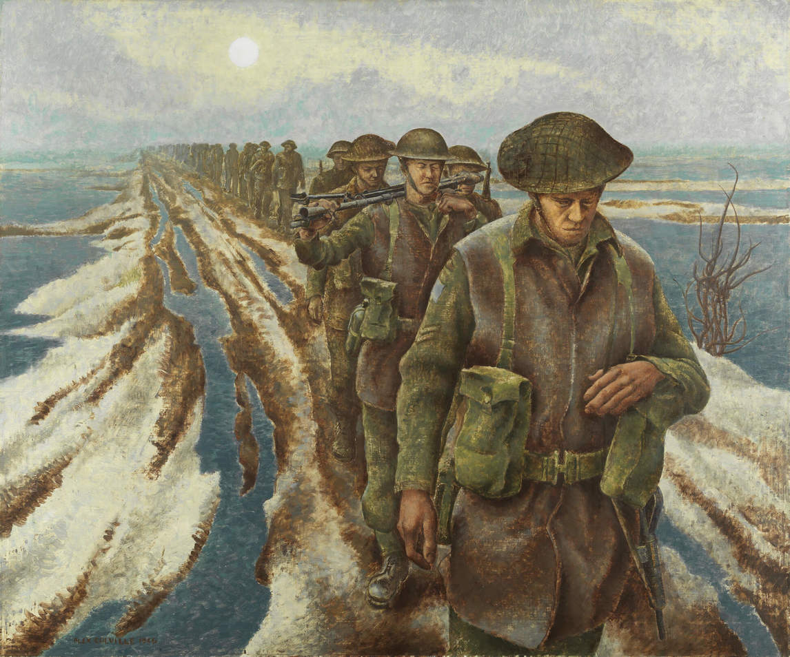 Art Canada Institute, Alex Colville, Infantry, Near Nijmegen, Holland, 1946