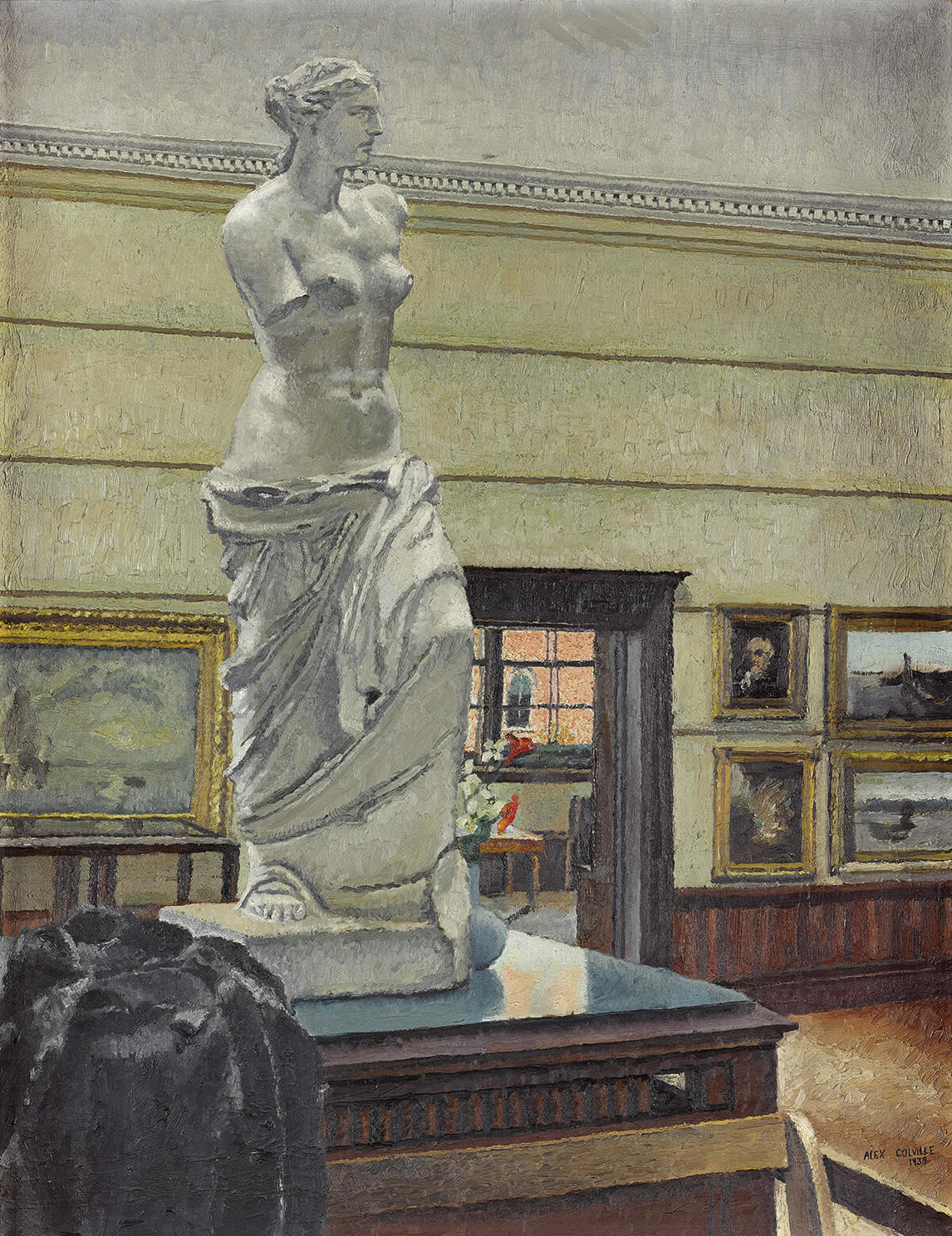 Art Canada Institute, Alex Colvile, Interior Owens Art Gallery with Figure, 1941
