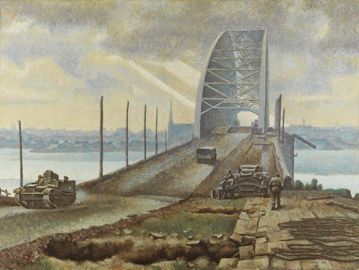 Art Canada Institute, Alex Colville,  The Nijmegen Bridge, Holland (Le pont de Nimègue, Hollande), 1946
