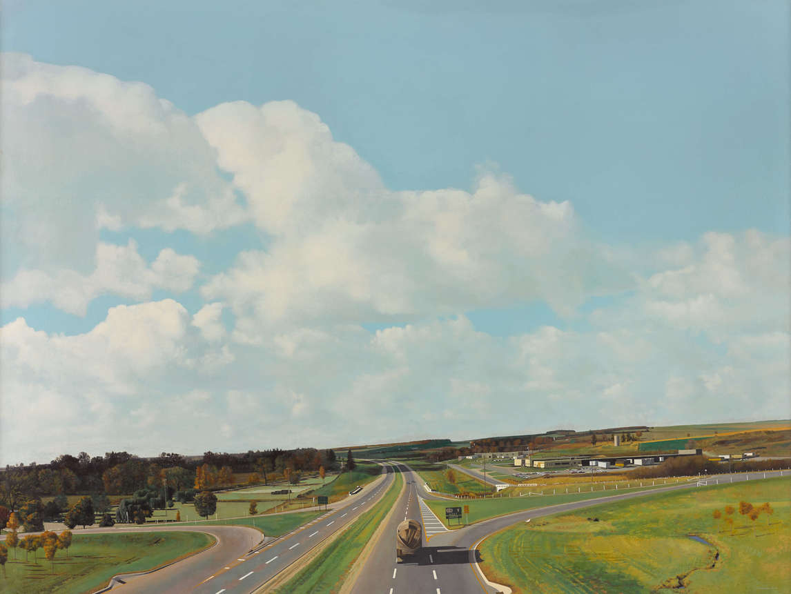 Art Canada Institute, Alex Colville, 401 Towards London No. 1, 1968–69, by Jack Chambers