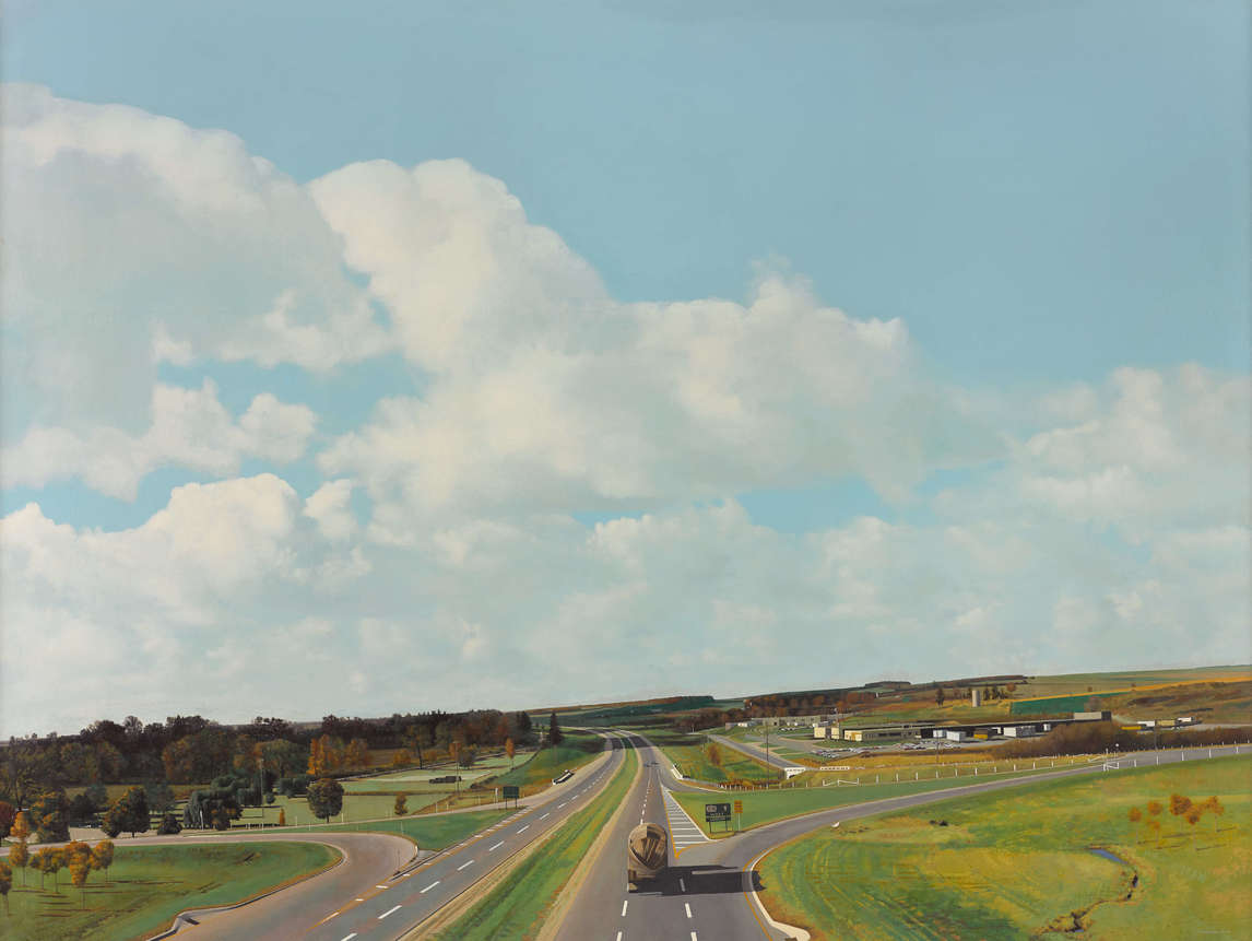 Art Canada Institute, Alex Colville, 401 Towards London No. 1 (La 401 vers London nº 1), 1968-1969, par Jack Chambers