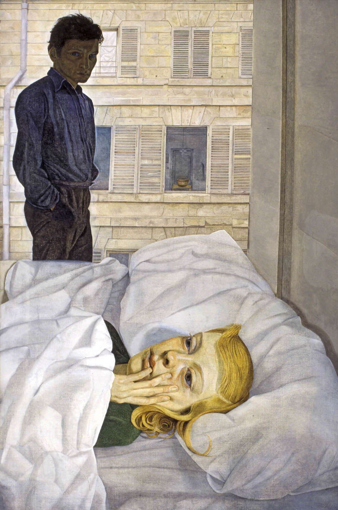 Art Canada Institute, Alex Colville, Hotel Bedroom, 1954, by Lucian Freud