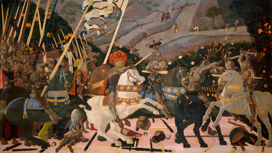 Art Canada Institute, Alex Colville, Niccolò Mauruzi da Tolentino at the Battle of San Romano, c. 1438–40, by Paolo Uccello