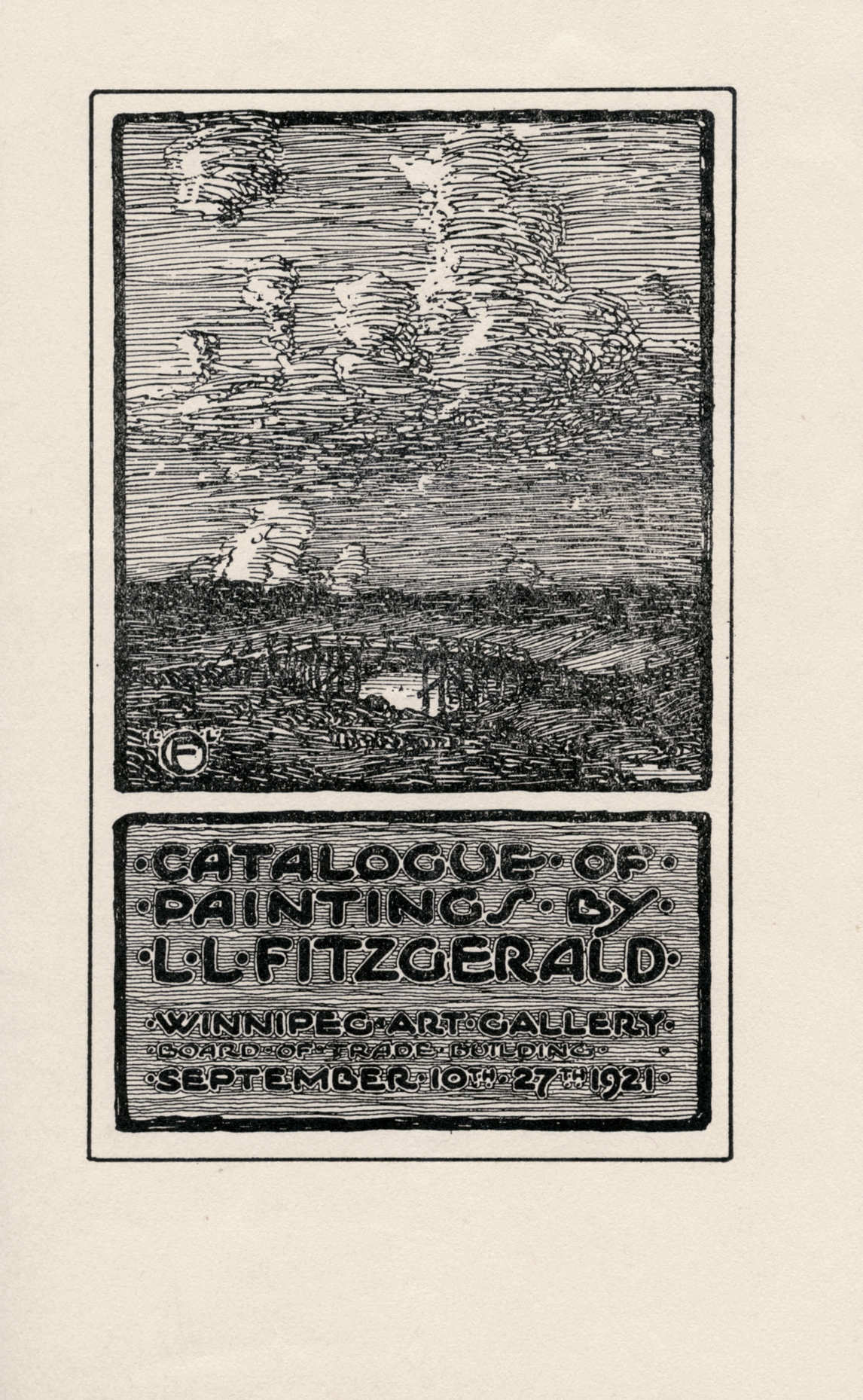 Art Canada Institute, Lionel LeMoine Fitzgerald, Cover of Catalogue of Paintings by L.L. FitzGerald, Winnipeg Art Gallery, Board of Trade Building, Sept. 10–27, 1921