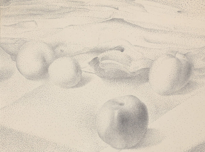 Lionel LeMoine FitzGerald, Four Apples on Tablecloth, December 17, 1947