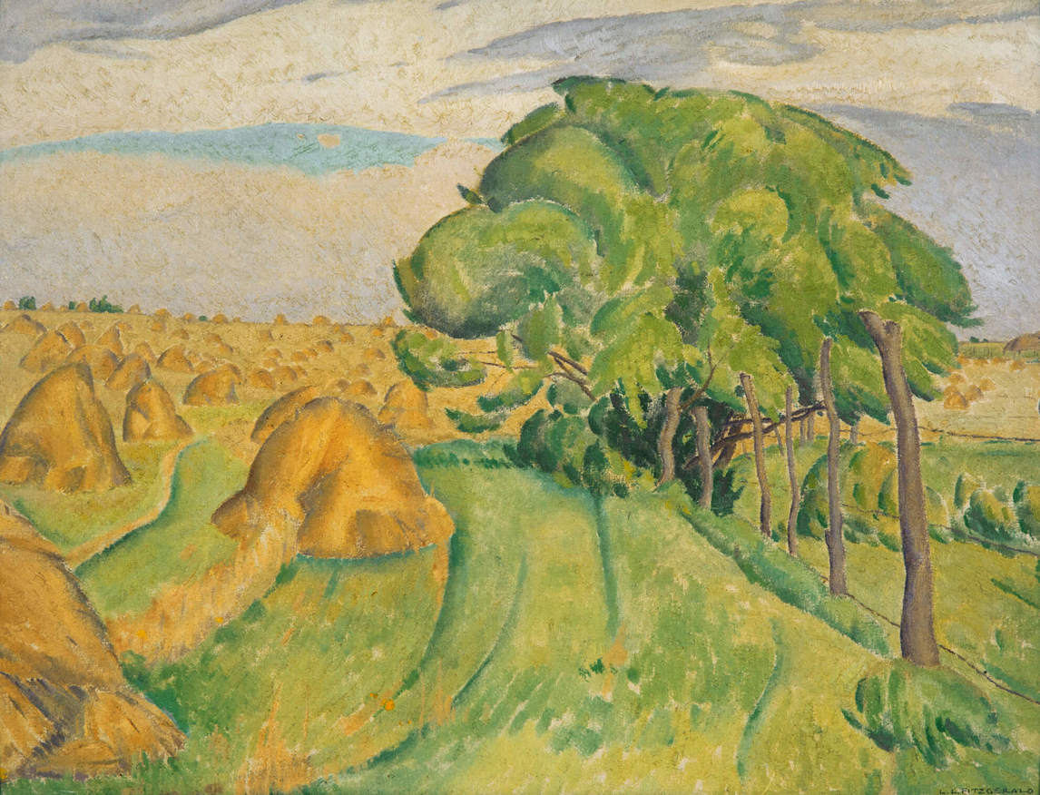 Art Canada Institute, Lionel LeMoine FitzGerald, Untitled (Stooks and Trees), 1930