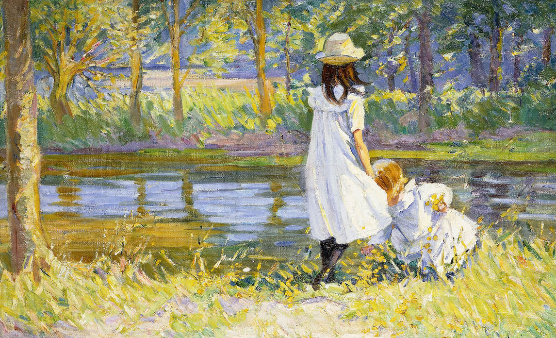 Two Girls by a Lake, c. 1912, Dorothea Sharp