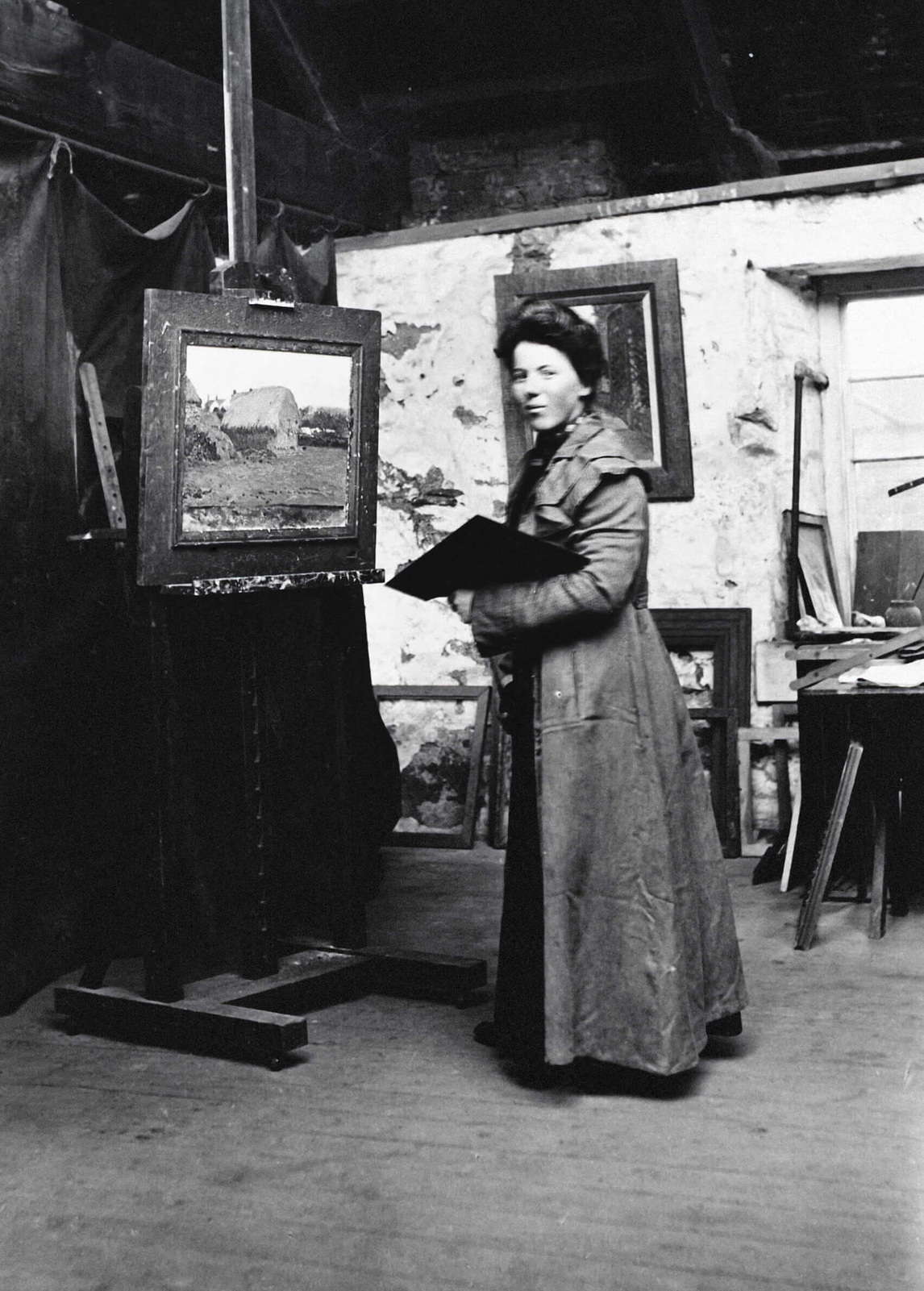 Photograph of Helen McNicoll in her studio at St. Ives, c. 1906.