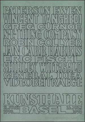 Catalogue de l’exposition Neuf artistes canadiens / Kanadische Künstler, 1978, Kunsthalle, Bâle.