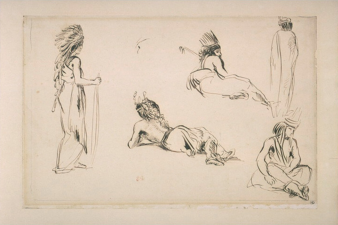 Eugène Delacroix, Cinq études d’Indiens Ojibwas, 1845