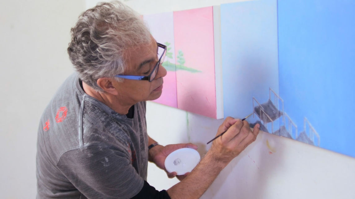 A still from the video Robert’s Paintings, 2011