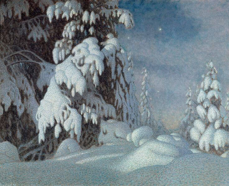 Art Canada Institute, Gustav Fjæstad, Vintermånsken (Winter Moonlight), 1895