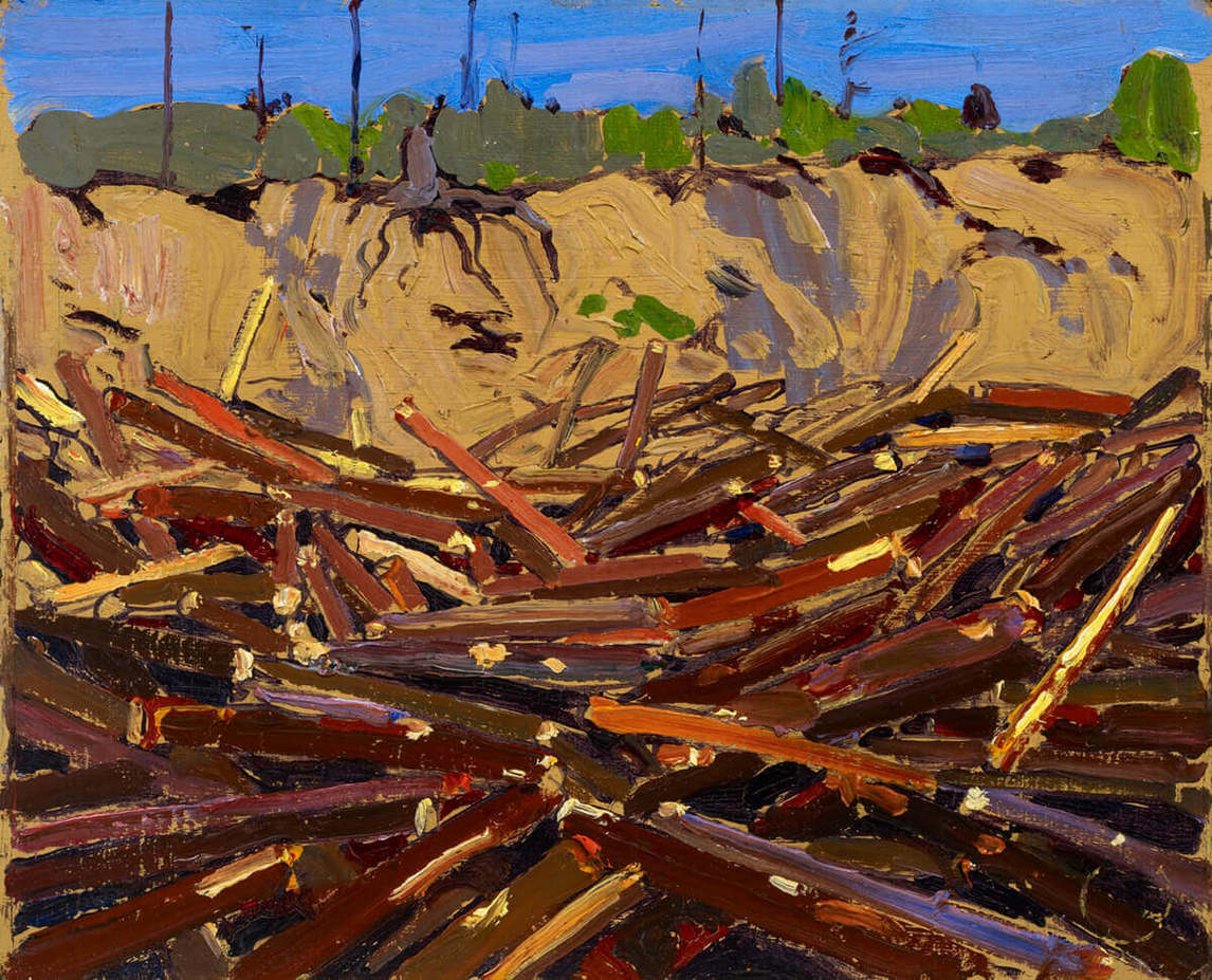 Art Canada Institute, Tom Thomson, Sandbank with Logs, 1916