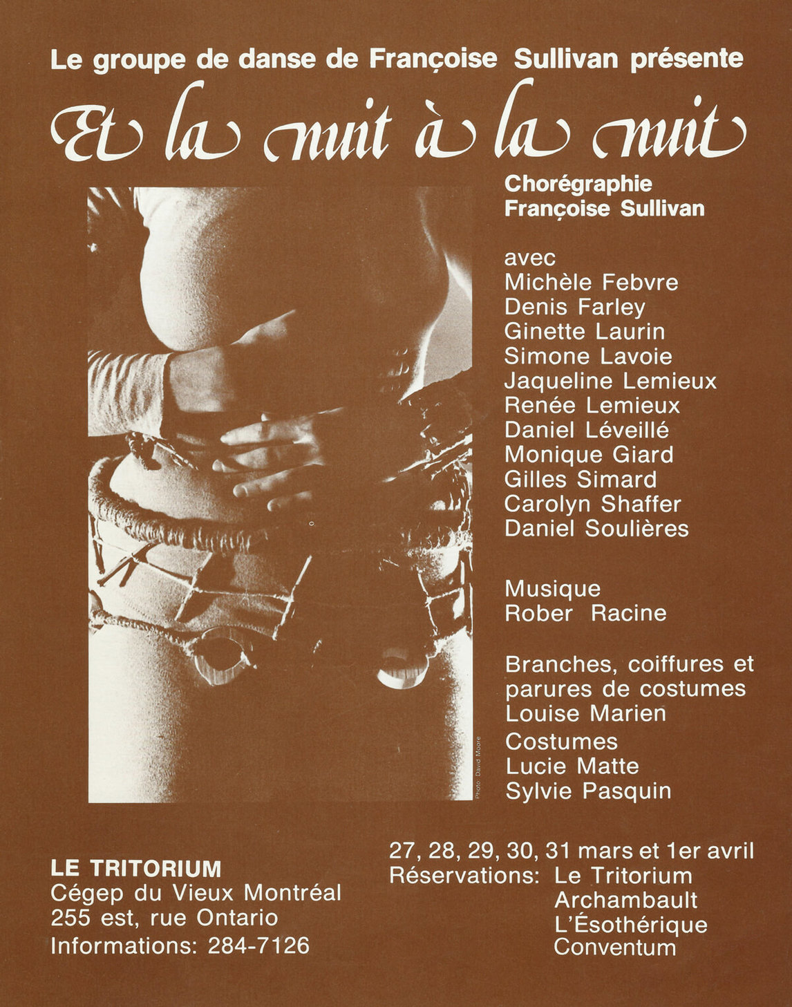 Affiche pour la performance Et la nuit à la nuit par le groupe de danse de Françoise Sullivan, 1981.