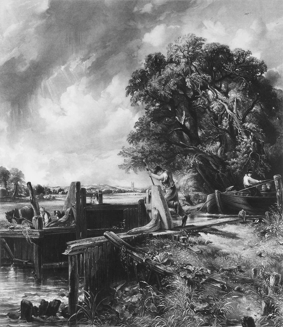 David Lucas (after John Constable), The Lock and Dedham Vale, 1834