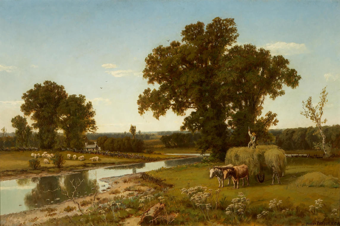 Haymaking, Last Load (La fenaison, dernier chargement), v.1880, par Homer Watson