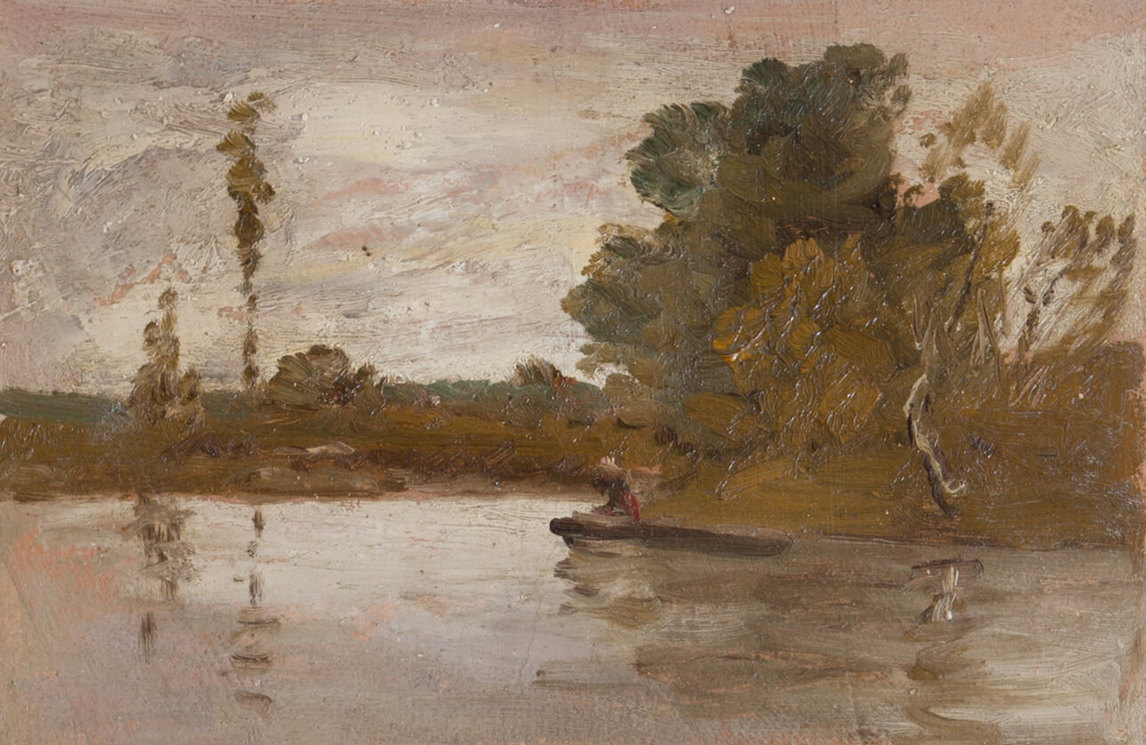 omer Watson, studio frieze (cropped detail of Daubigny section), 1893–94