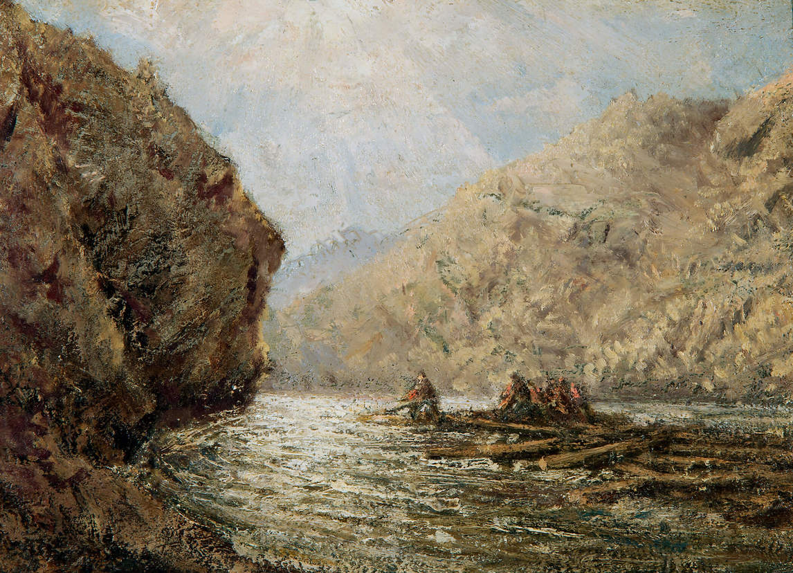 Étude pour The River Drivers (Les draveurs sur la rivière), v.1913, par Homer Watson