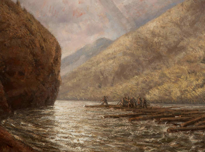 Homer Watson, Les draveurs sur la rivière, 1914, 1925