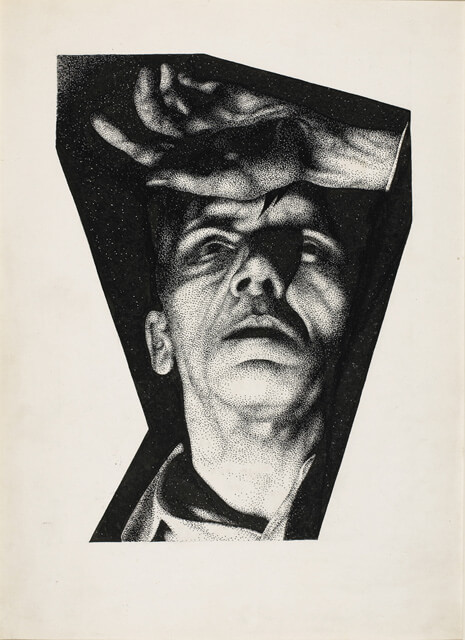 Bertram Brooker, dessin pour la jaquette du livre Crime et châtiment de Fyodor Dostoevsky, 1937