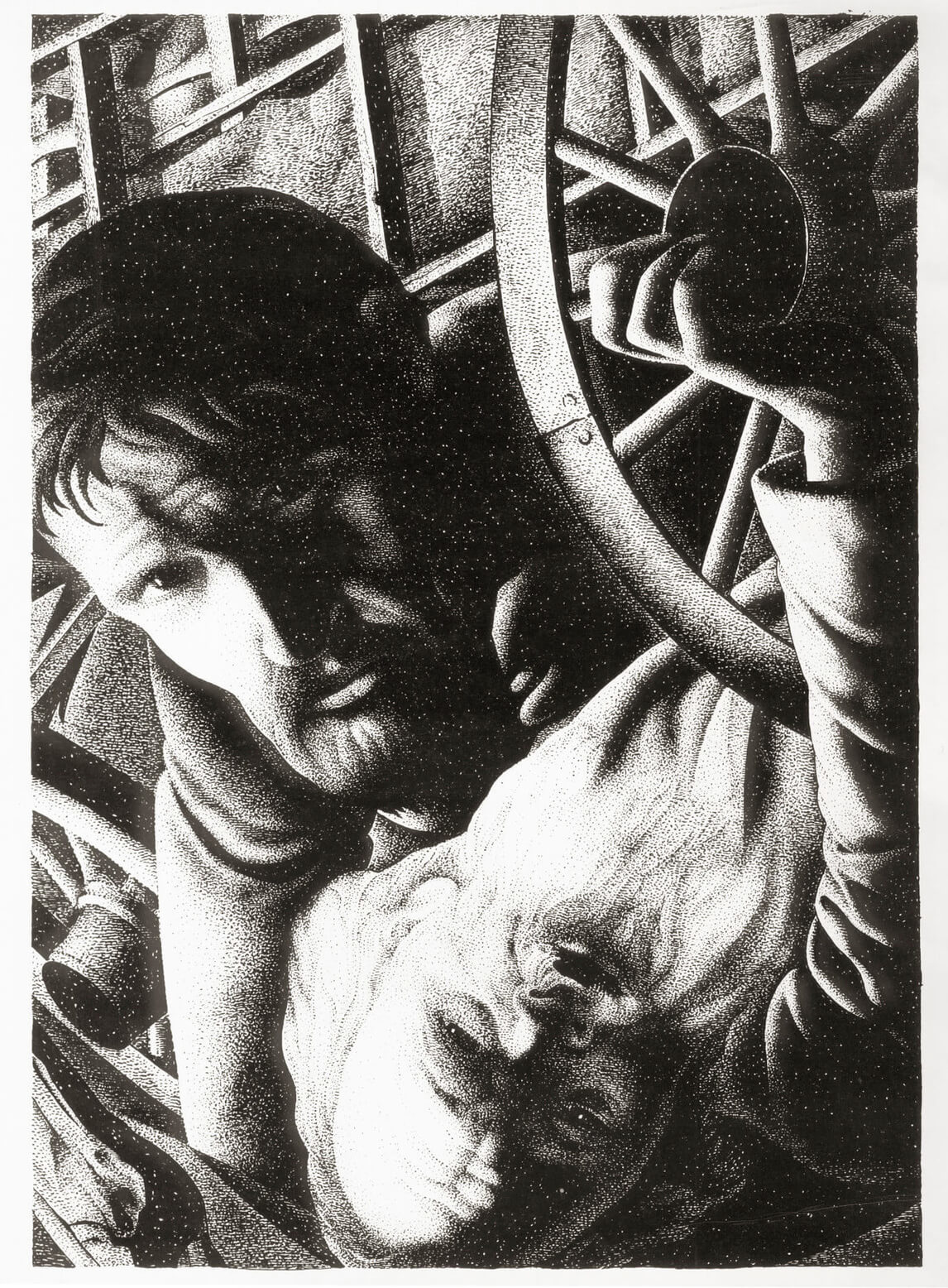 Art Canada Institute, Bertram Brooker, Les Misérables #2 (Wagon Wheel), 1936