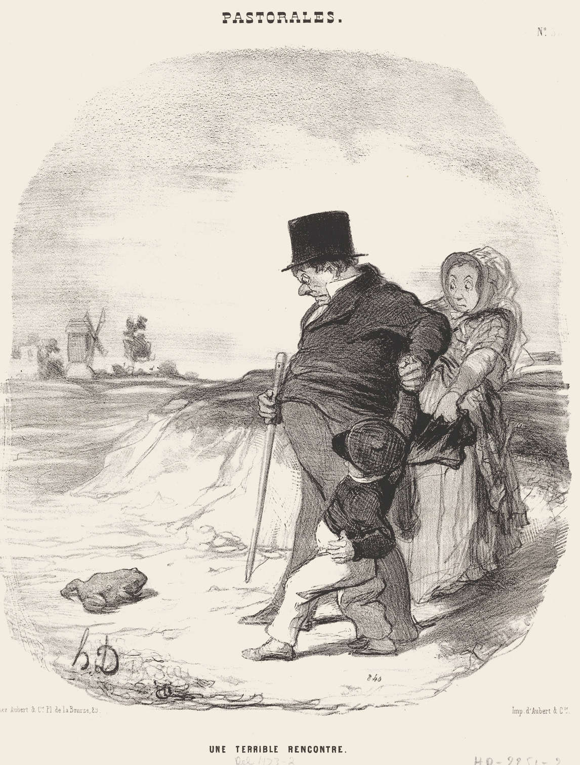 Honoré Daumier, Une terrible rencontre, 1845