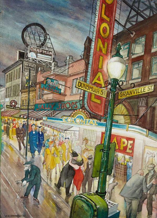 Jack Shadbolt, Granville Street at Night (Rue Granville, la nuit), 1946