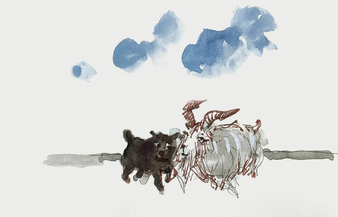  Illustration (détail) tirée de Anny Scoones,  A Tale of Merlin the Billy Dog 