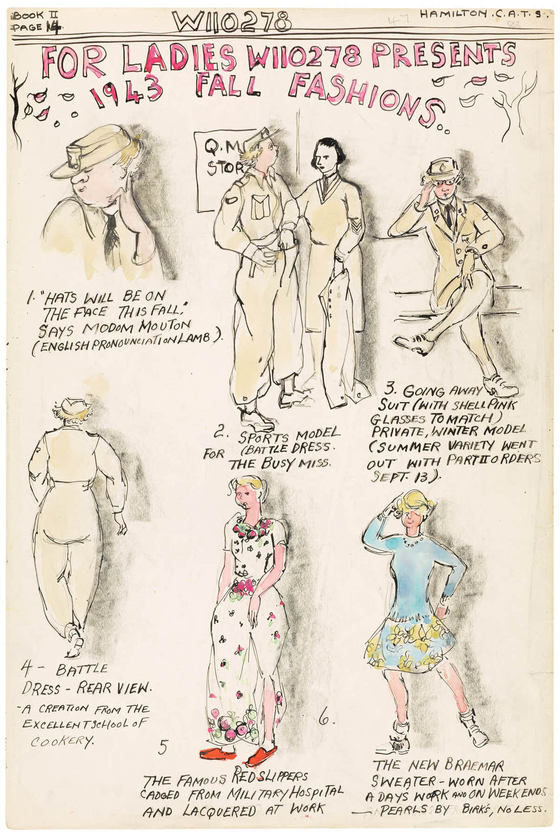 Molly Lamb Bobak, « Pour ces dames, W110278 présente la mode automnale de 1943 »