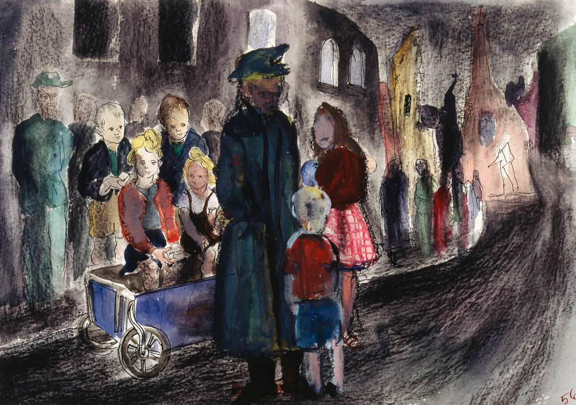 Molly Lamb Bobak, Enfants allemands à Brême, Allemagne, 1945