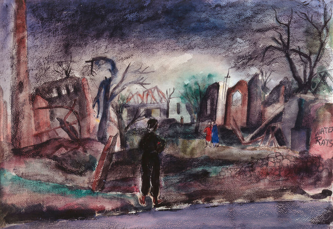 Molly Lamb Bobak, Ruines d’Emmerich, Allemagne, oct. 1945, 1945