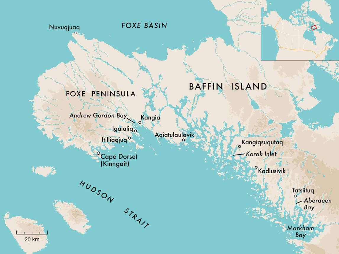 Art Canada Institute, Map of southern Qikiqtaaluk (Baffin Island)