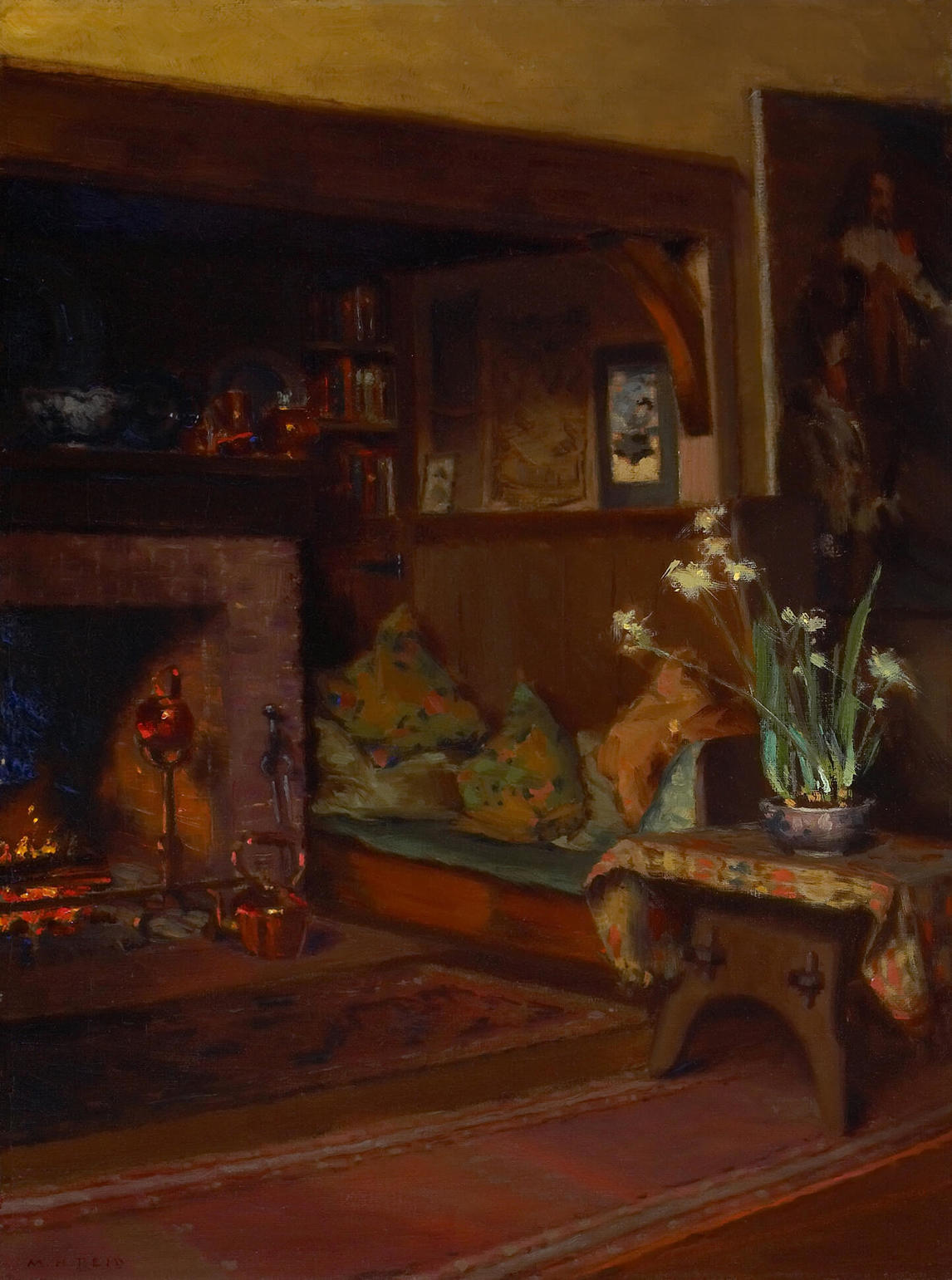 Mary Hiester Reid, A Fireside (Le coin du feu), 1912