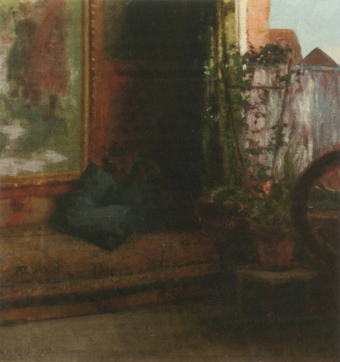 Mary Hiester Reid, Interior with Spinning Wheel (Intérieur au rouet), 1893