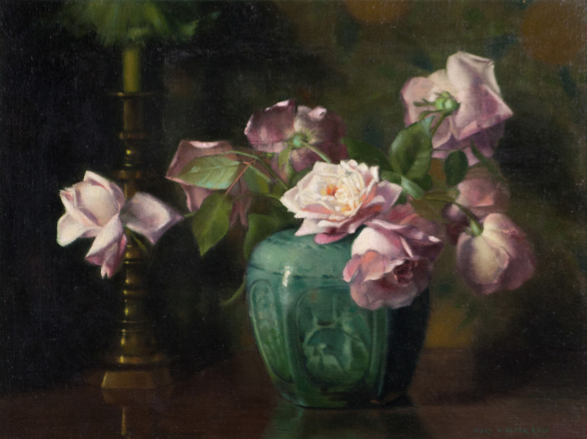 Mary Hiester Reid, Still Life with Flowers [Roses in a Green Ginger Jar], (Nature morte aux fleurs [Roses dans un vase chinois en porcelaine vert]), s.d.